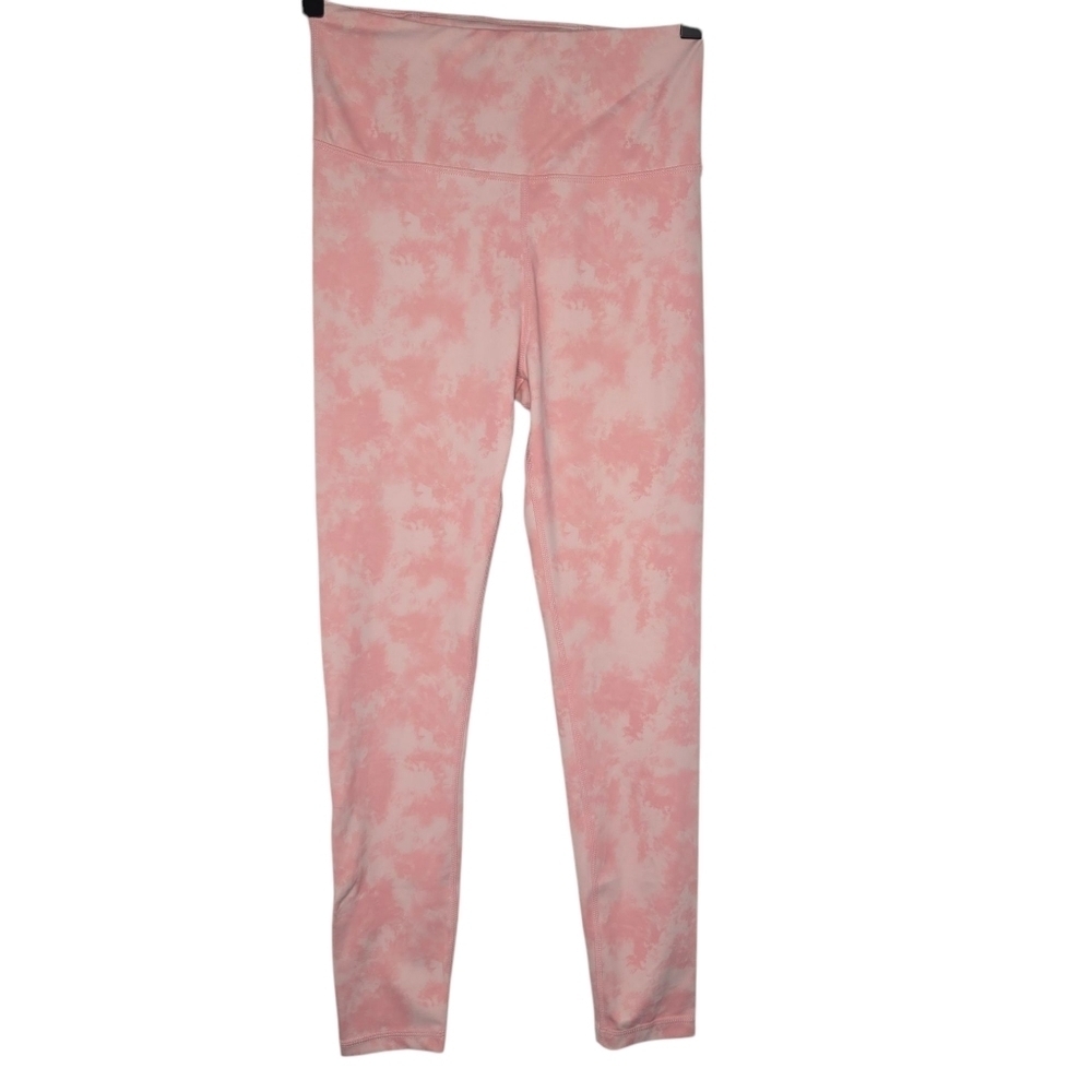 Allfenix Womens Blush Pink Tie Dye Logo High Rise 7/8 Ankle Leggings Size XS